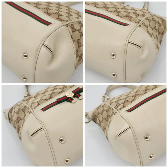 GUCCI GG Canvas Web Sherry Line Hand Bag 2way Beige Gold 269894 Auth BA2226 - Picture 14 of 16